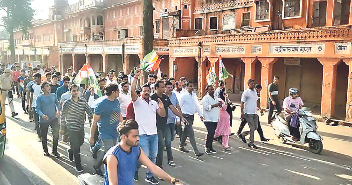 Congress State unit organises foot march in parts of city